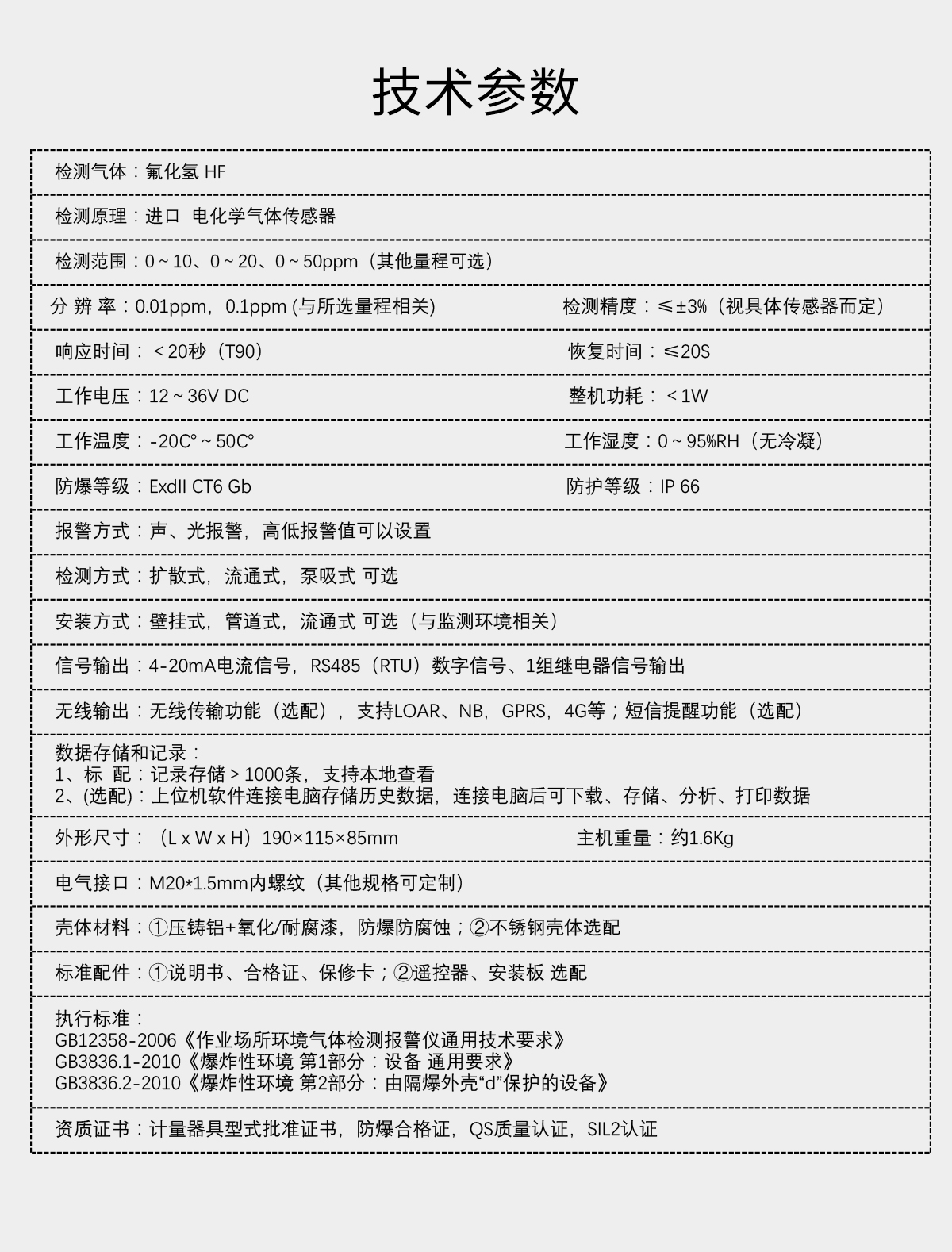 固定分體式氟化氫檢測儀