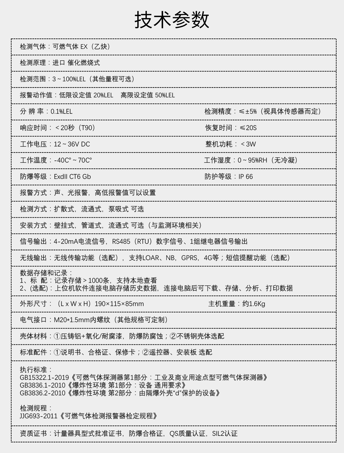 固定分體式可燃氣體檢測儀-乙炔