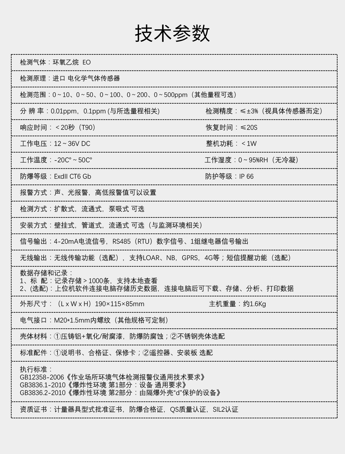 固定分體式環氧乙烷檢測儀