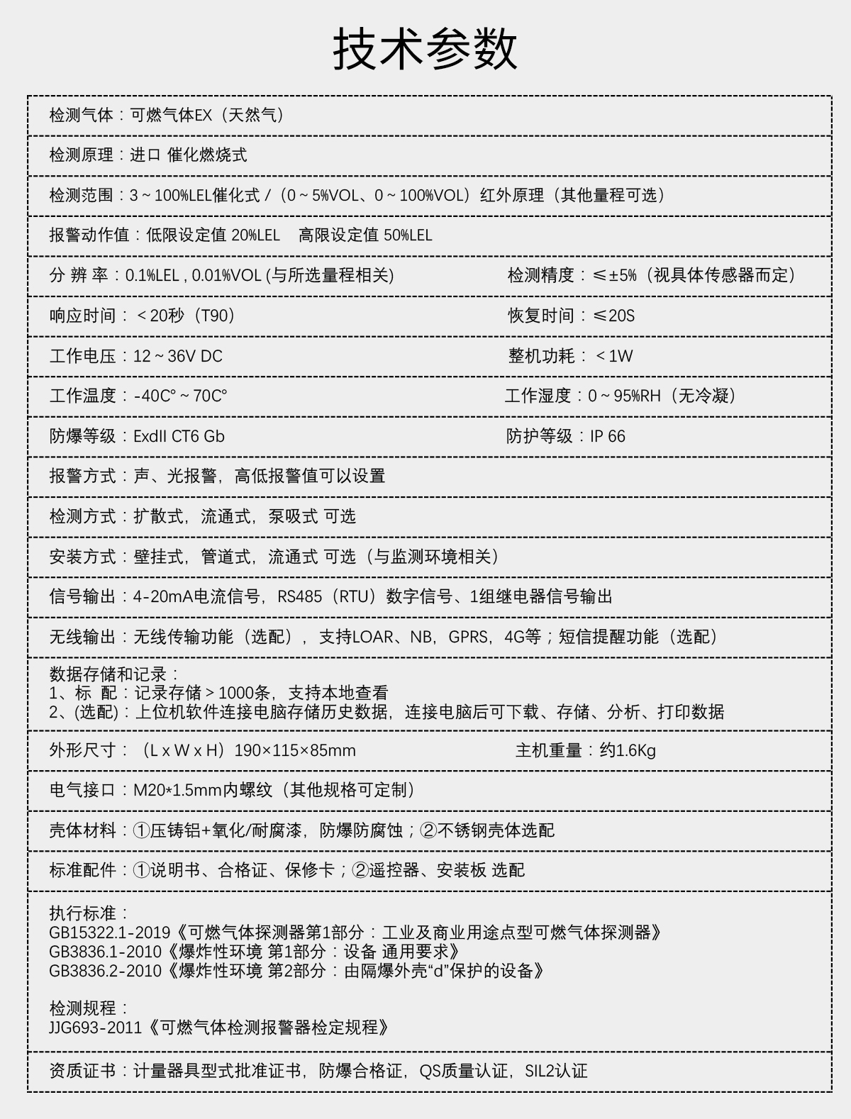 固定分體式氣體檢測儀-天然氣